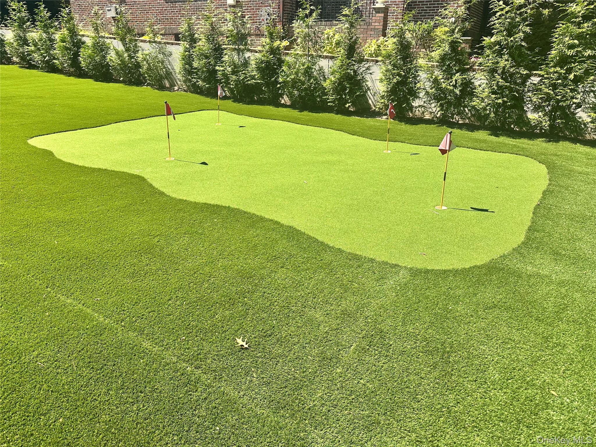 252 Beverly Road Queens, NY 11363 - Photo 18 of 19 Expansive putting green with three flagsticks, surrounded by artificial turf