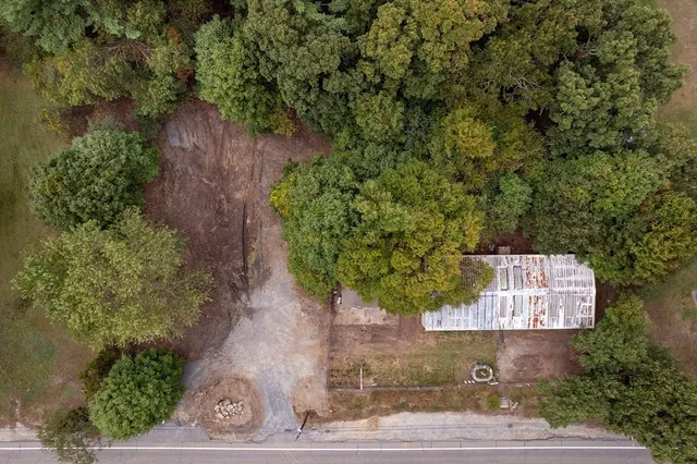an aerial view of a house