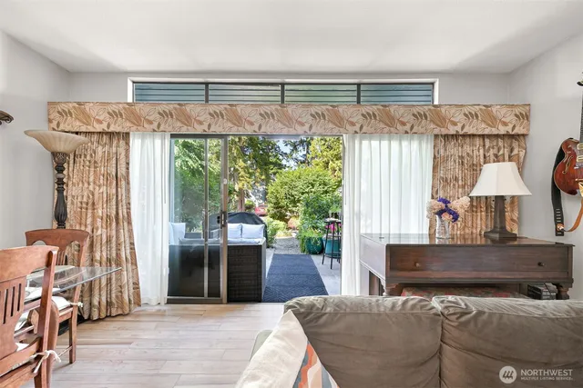 a bedroom with a bed and walk in closet