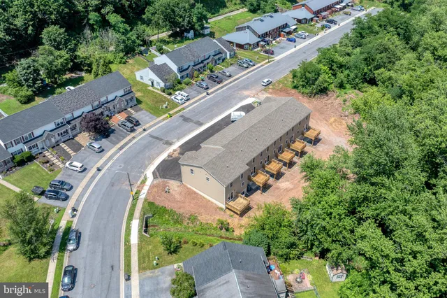 an aerial view of a house