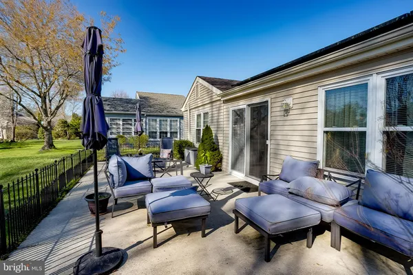 a building outdoor space with patio furniture