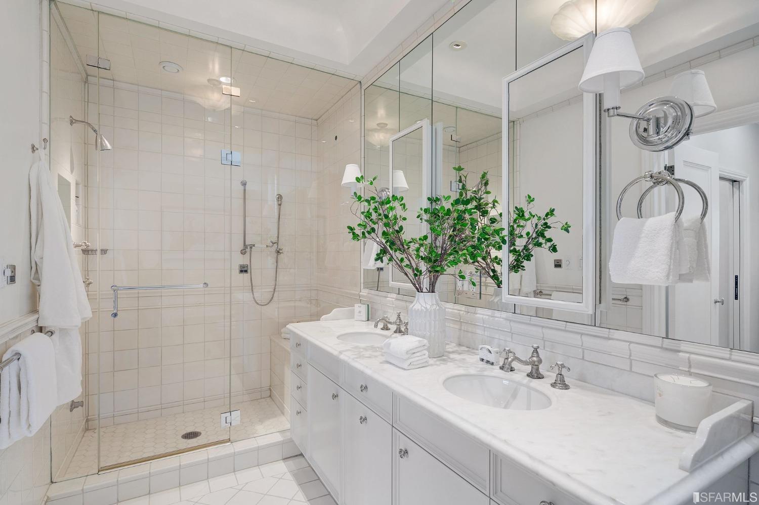 3212 Jackson Street San Francisco, CA 94118 - Photo 23 of 33 a bathroom with a shower sink and a mirror