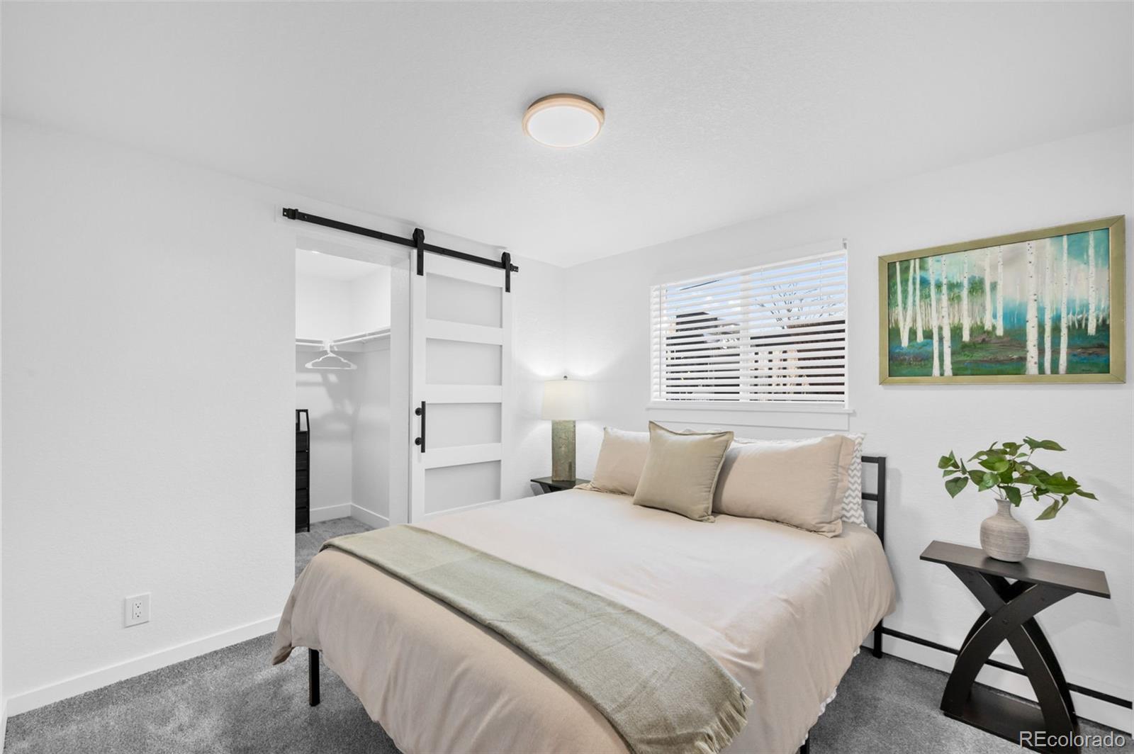 3860 Dudley Street Wheat Ridge, CO 80033 - Photo 27 of 38 a bedroom with a bed and a potted plant