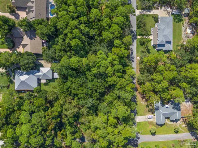 an aerial view of a house with a yard and lake view