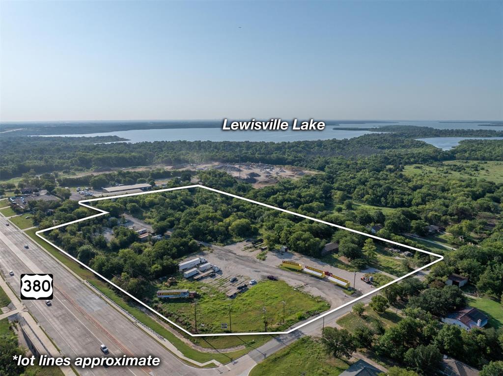 0 Us 380 & Trinity Road Denton, TX 76208 - Photo 3 of 29 Aerial view of property's location featuring property parcel outlined and a large body of water