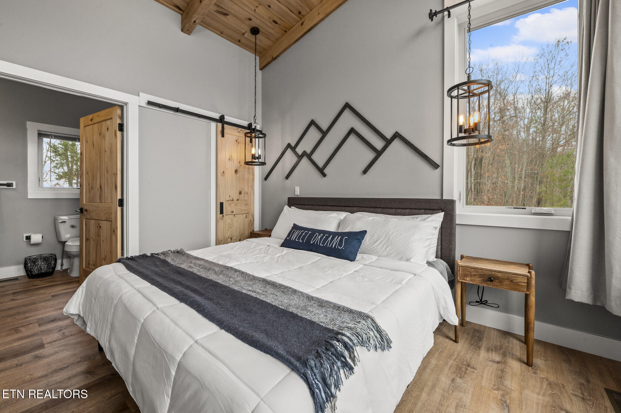 688 Shell Mountain Road Sevierville, TN 37876 - Photo 15 of 43 a bedroom with a bed a mirror and desk