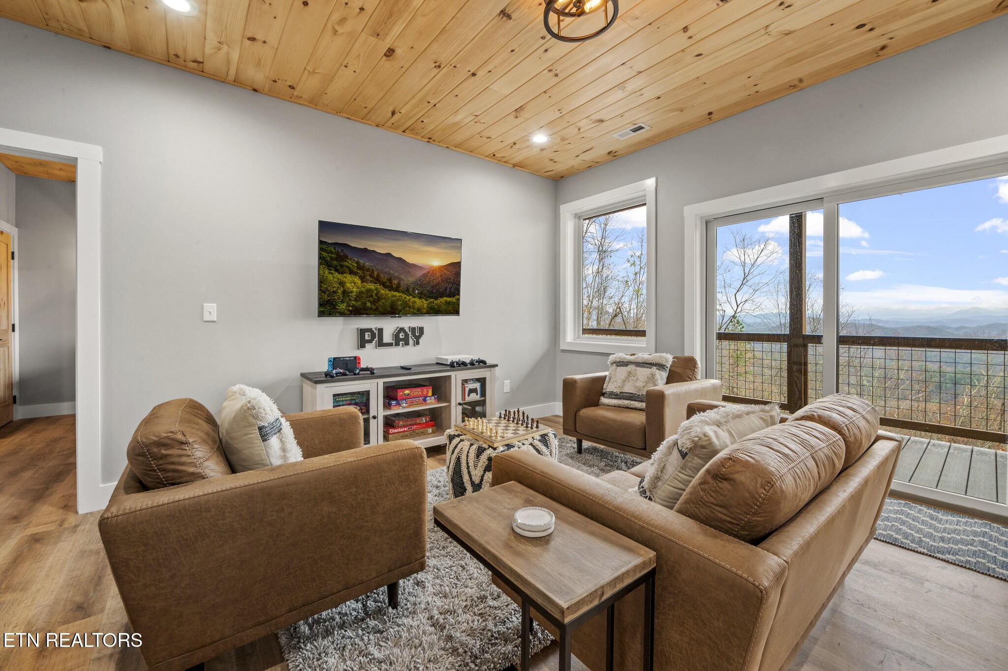 688 Shell Mountain Road Sevierville, TN 37876 - Photo 26 of 43 a living room with furniture and a flat screen tv