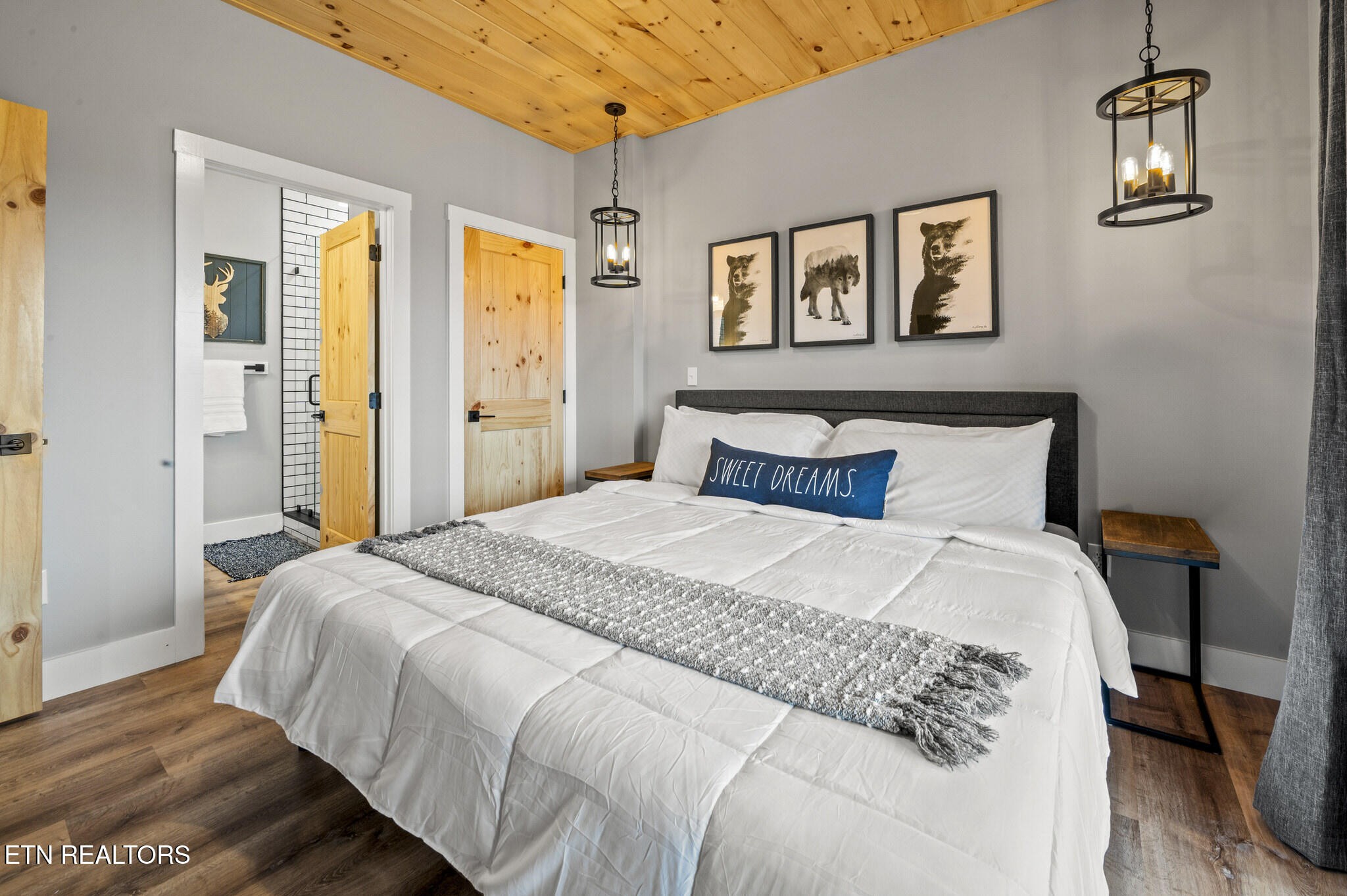 688 Shell Mountain Road Sevierville, TN 37876 - Photo 31 of 43 a bedroom with bed and wooden floor