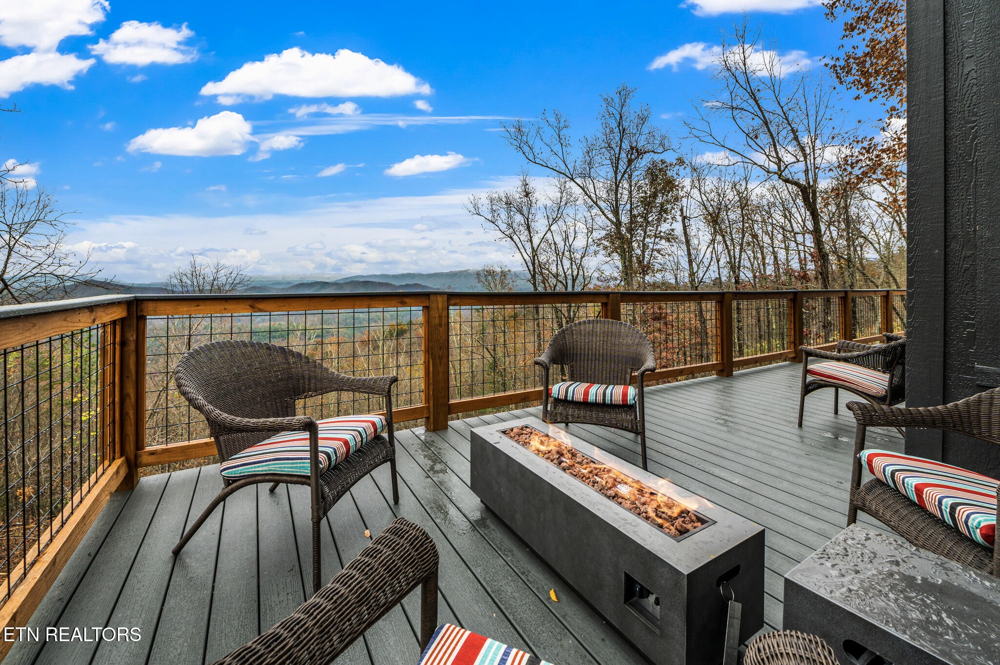 688 Shell Mountain Road Sevierville, TN 37876 - Photo 6 of 43 a view of a balcony with wooden floor and outdoor seating