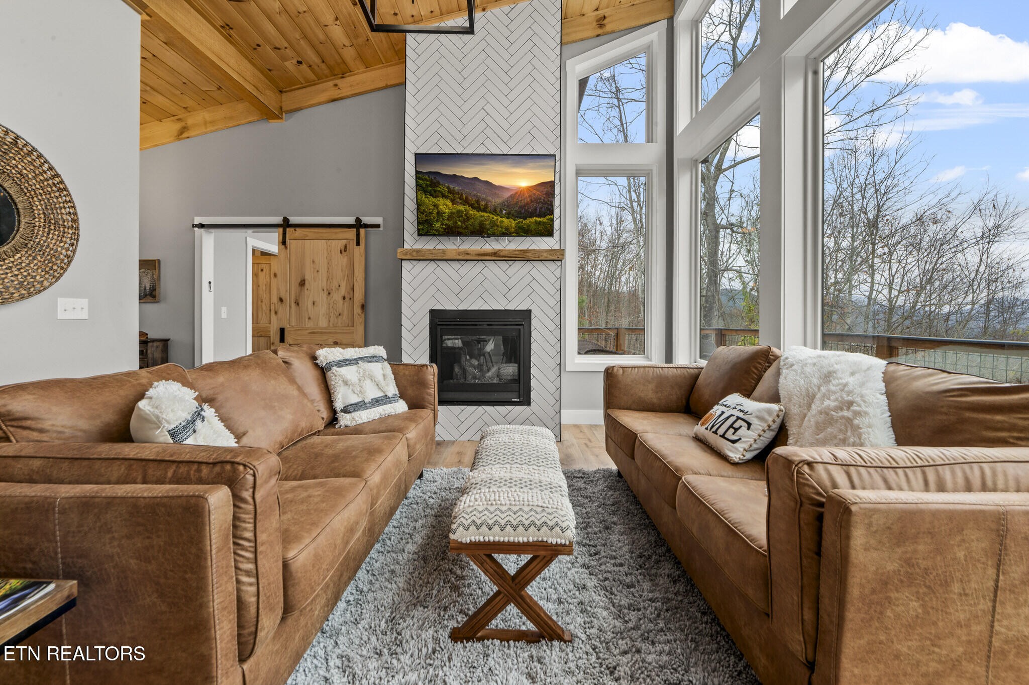 688 Shell Mountain Road Sevierville, TN 37876 - Photo 8 of 43 a living room with furniture and a fireplace
