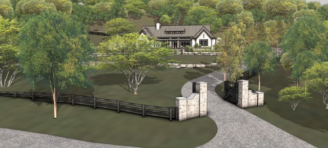 a view of outdoor space with trees all around