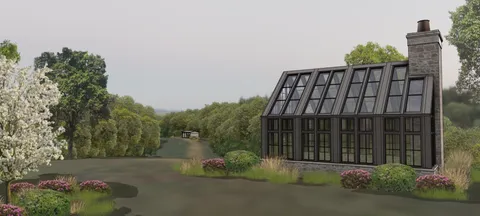 an aerial view of town with residential houses with outdoor space