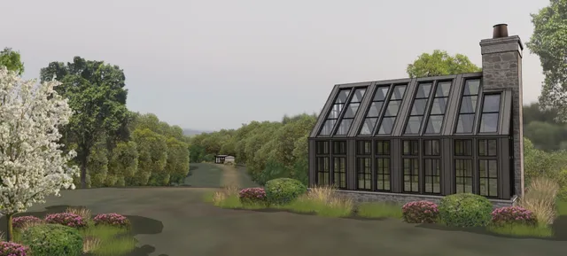 an aerial view of town with residential houses with outdoor space