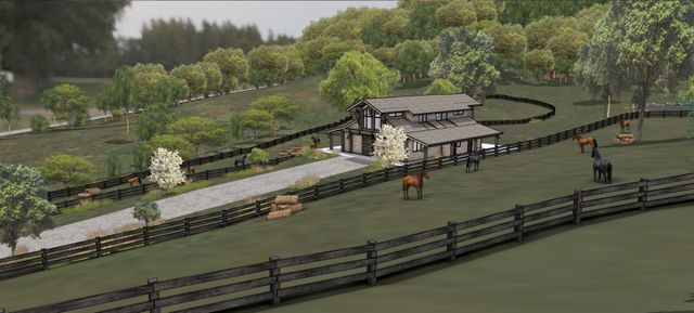 an aerial view of residential house and green space