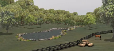 an aerial view of a house with outdoor space and a lake view