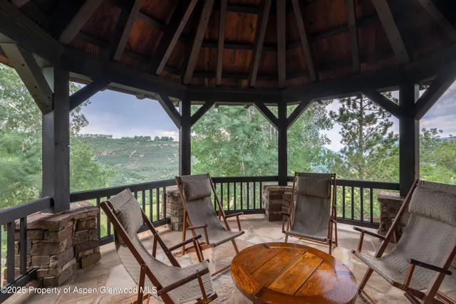 a view of a chairs in a patio