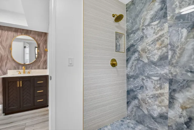 a bathroom with a shower