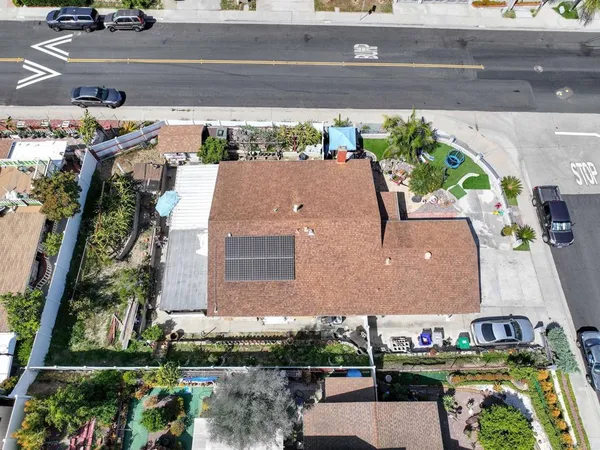 an aerial view of a house