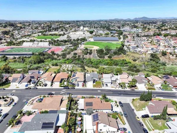 an aerial view of a house