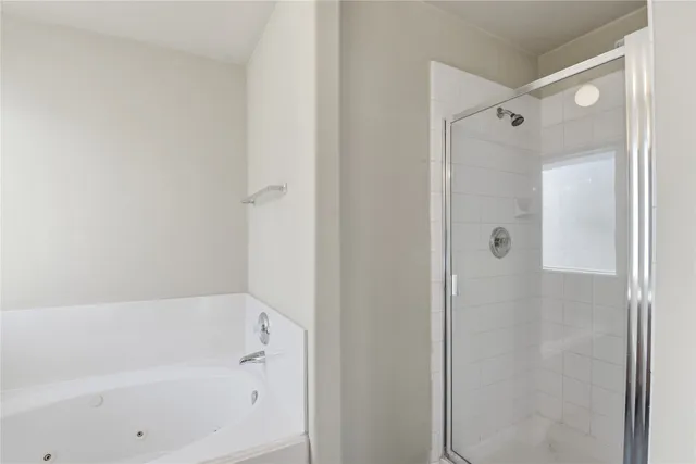 a bathroom with a bathtub