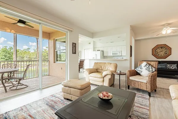 a dining room with furniture
