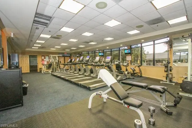 a view of a room with gym equipment