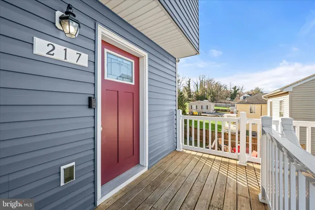 a view of a brick house with a wooden floor