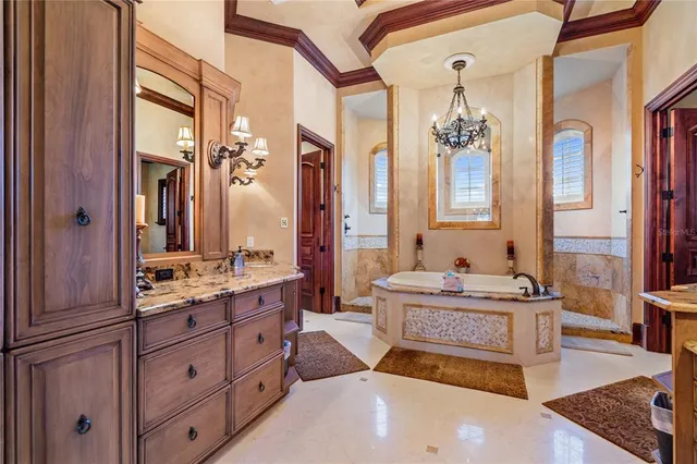 a bathroom with a double vanity sink a mirror and a shower