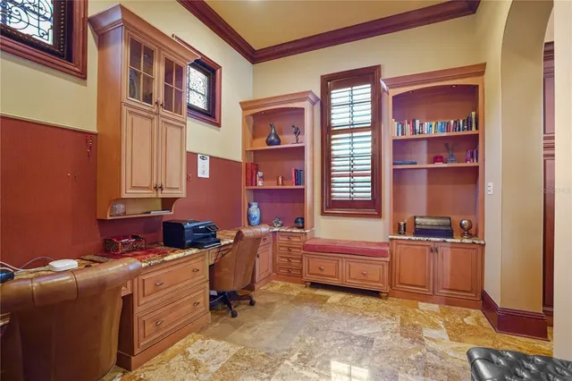 a view of a balcony with furniture