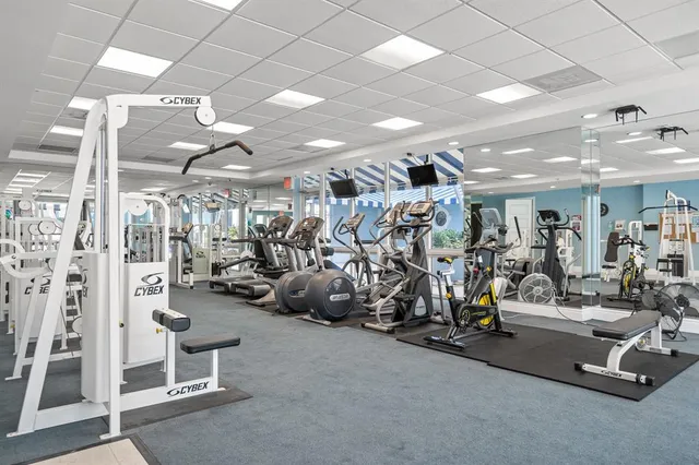 a view of a room with gym equipment