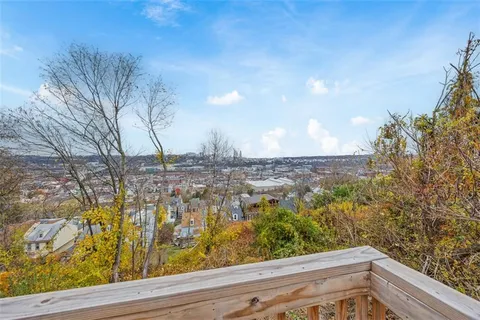 a view of swimming pool from a window