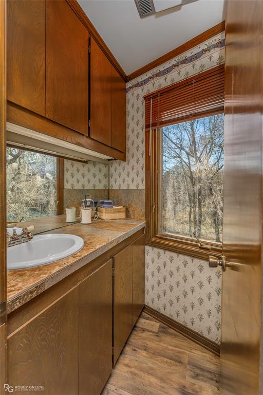 350 Brushy Creek Road Sibley, LA 71073 - Photo 39 of 40 a bathroom with a granite countertop sink and a window
