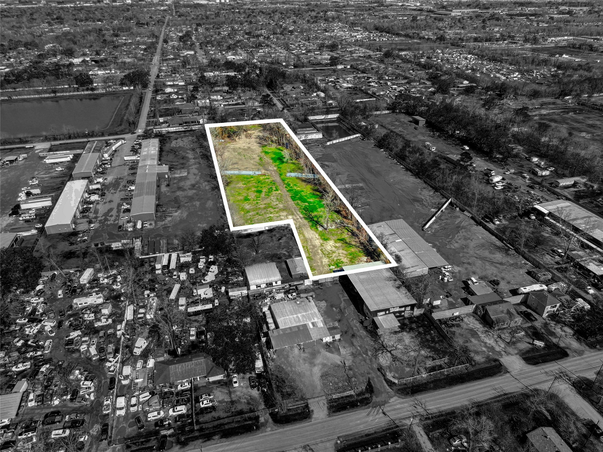 an aerial view of a house