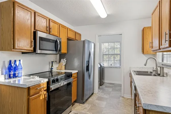 a view of a room with wooden walls and roof