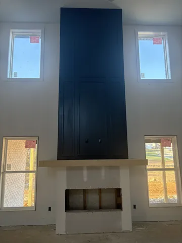 a living room with a window