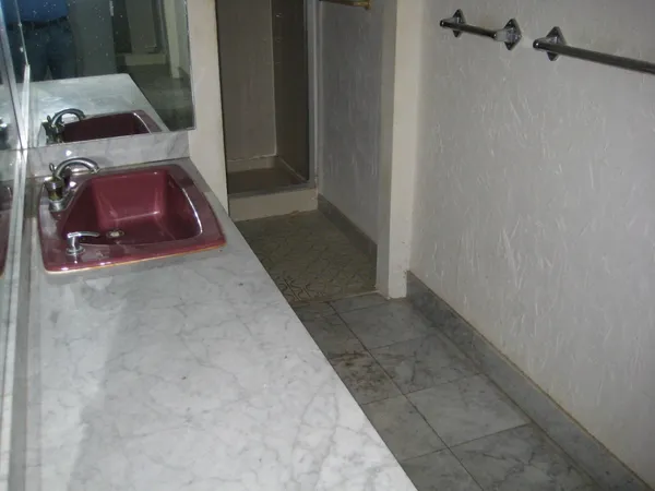 a bathroom with a sink and toilet