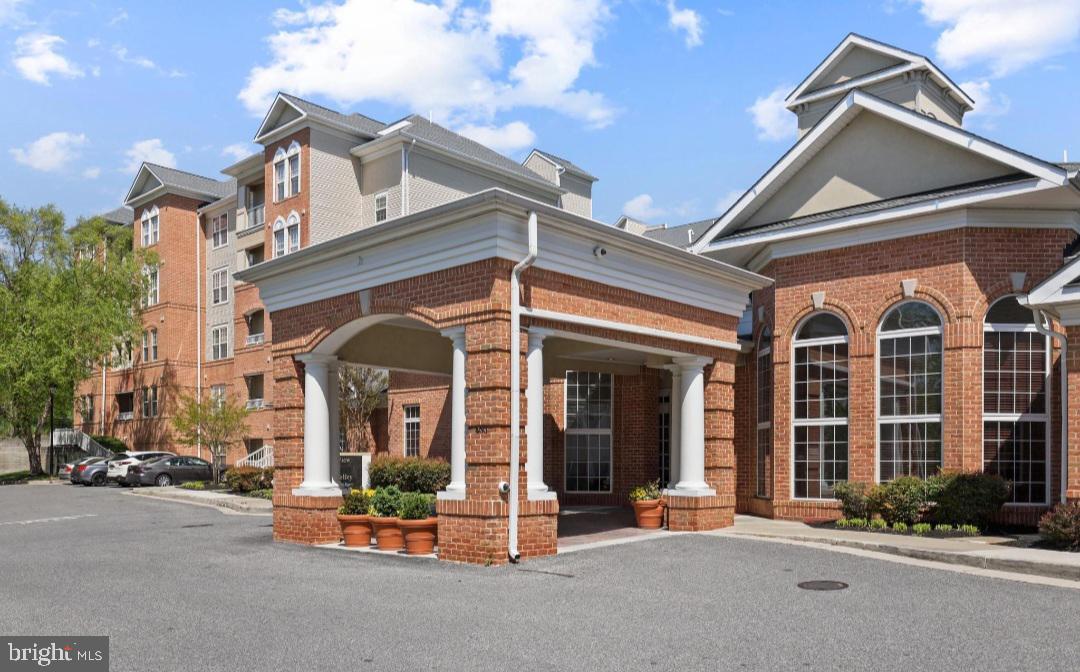 a view of a building with a street