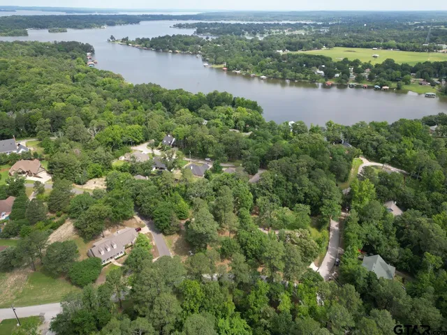 an aerial view of lake residential houses with outdoor and green space