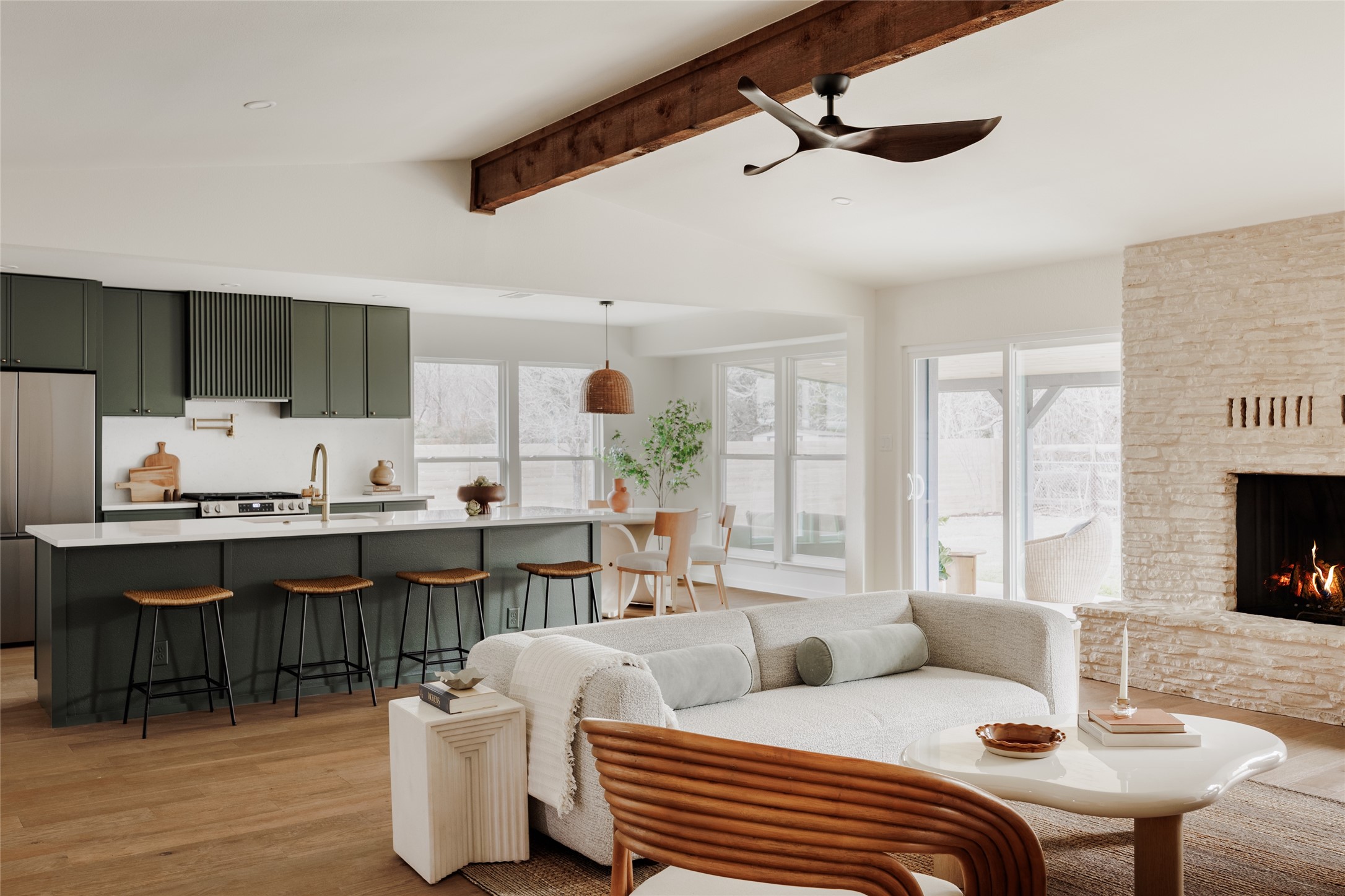 Cathedral ceilings greet you