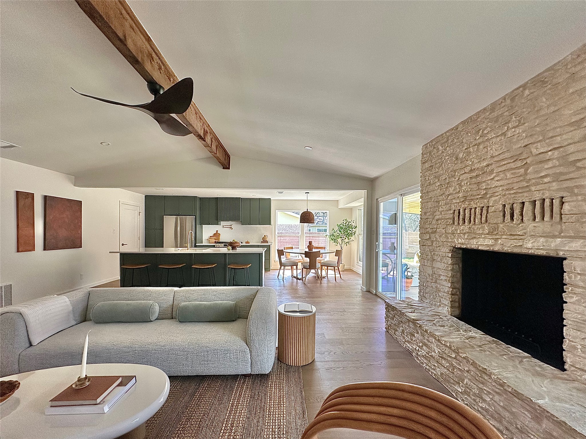 7104 Greenock Street Austin, TX 78749 - Photo 12 of 40 Wood burning stone fireplace