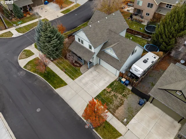 an aerial view of a house