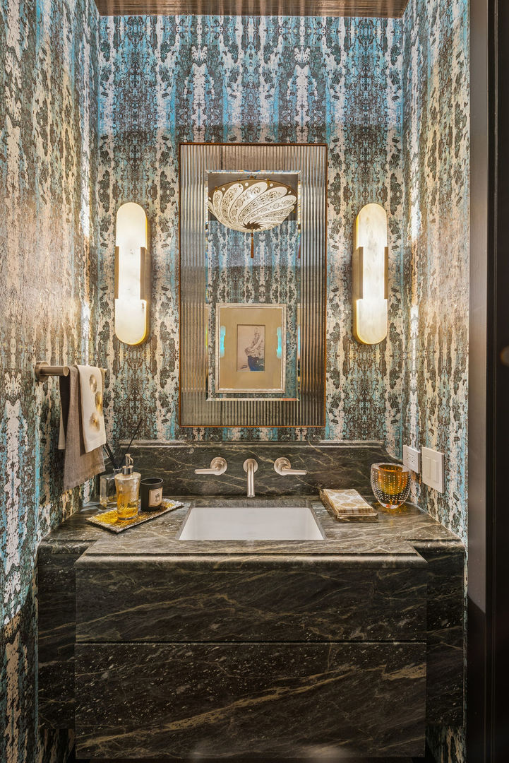 900 West Washington Boulevard, Unit 802 Chicago, IL 60607 - Photo 34 of 36 a bathroom with a granite countertop sink and a mirror