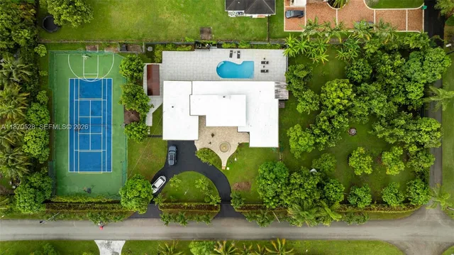 an aerial view of a house