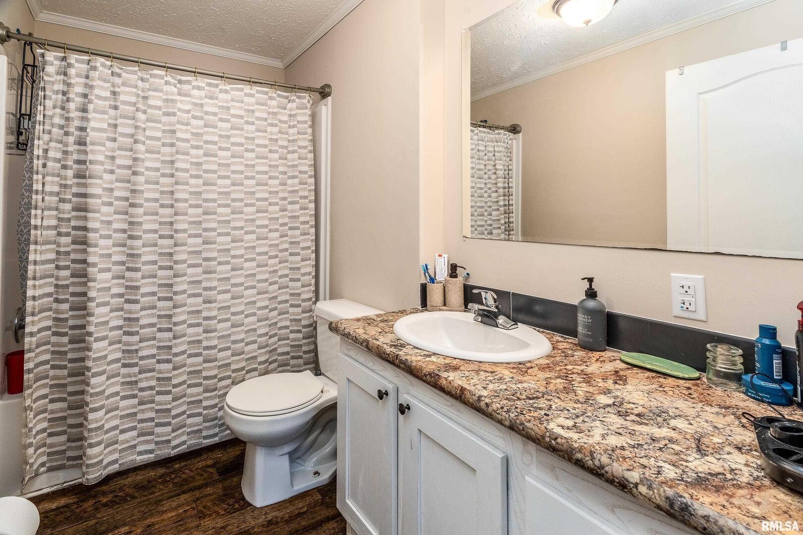 1201 Pine Ridge Lane Makanda, IL 62958 - Photo 29 of 36 a bathroom with a granite countertop toilet sink and mirror