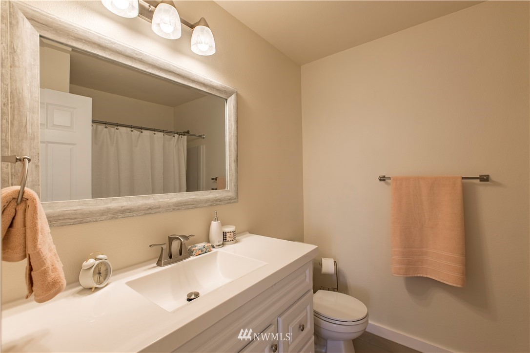 4425 180th Way Southwest Rochester, WA 98579 - Photo 13 of 25 a bathroom with a sink a toilet and a mirror