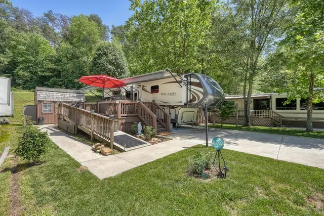 a view of a park with slide