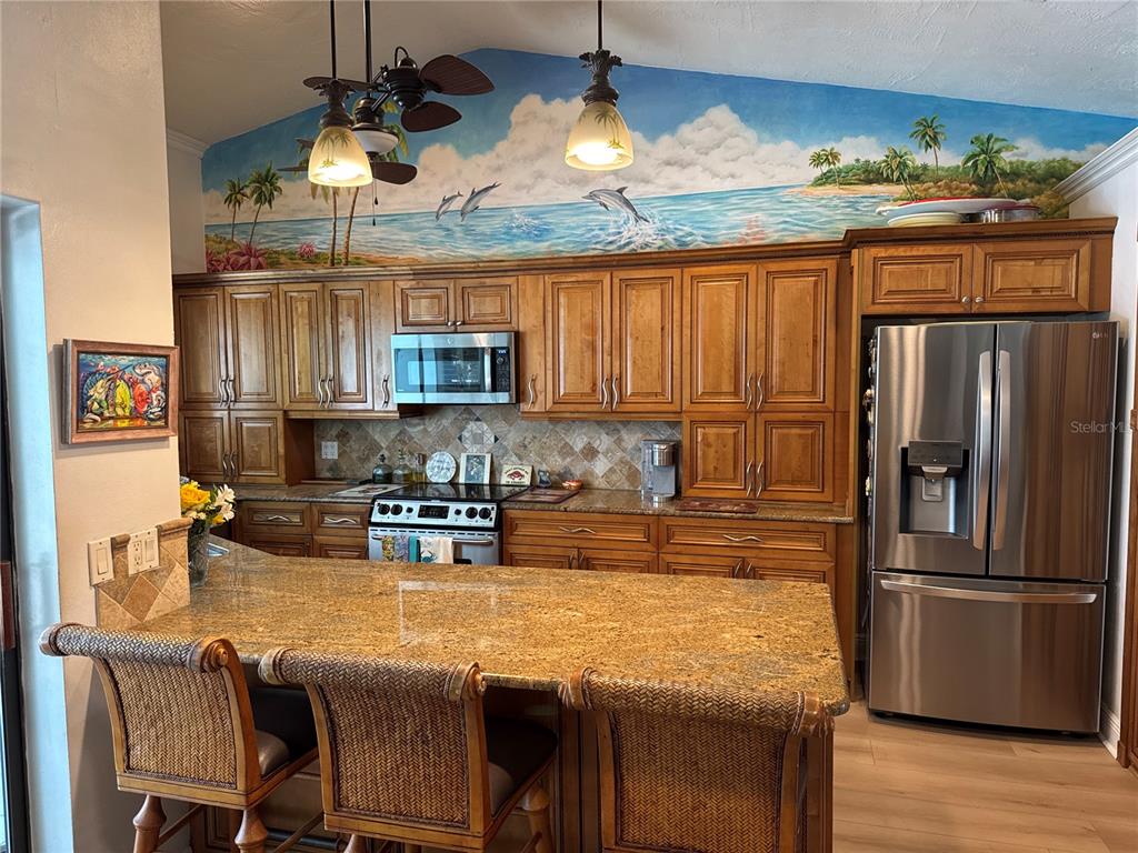 6319 Cocoa Lane Apollo Beach, FL 33572 - Photo 9 of 37 a kitchen with stainless steel appliances granite countertop a refrigerator a stove top oven a sink and dishwasher
