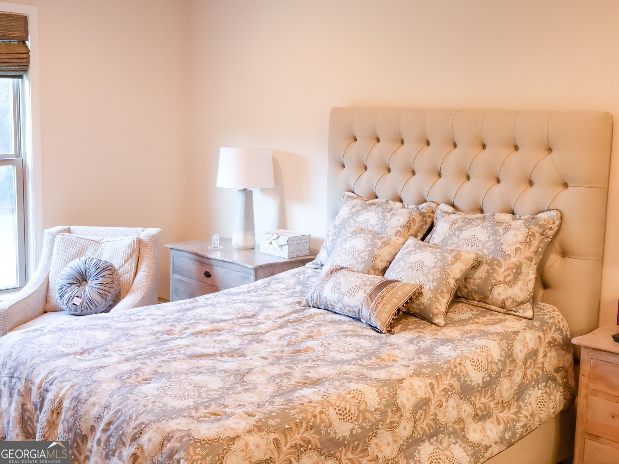 218 Florence Road Peachtree City, GA 30269 - Photo 25 of 47 a bedroom with a bed and lamp