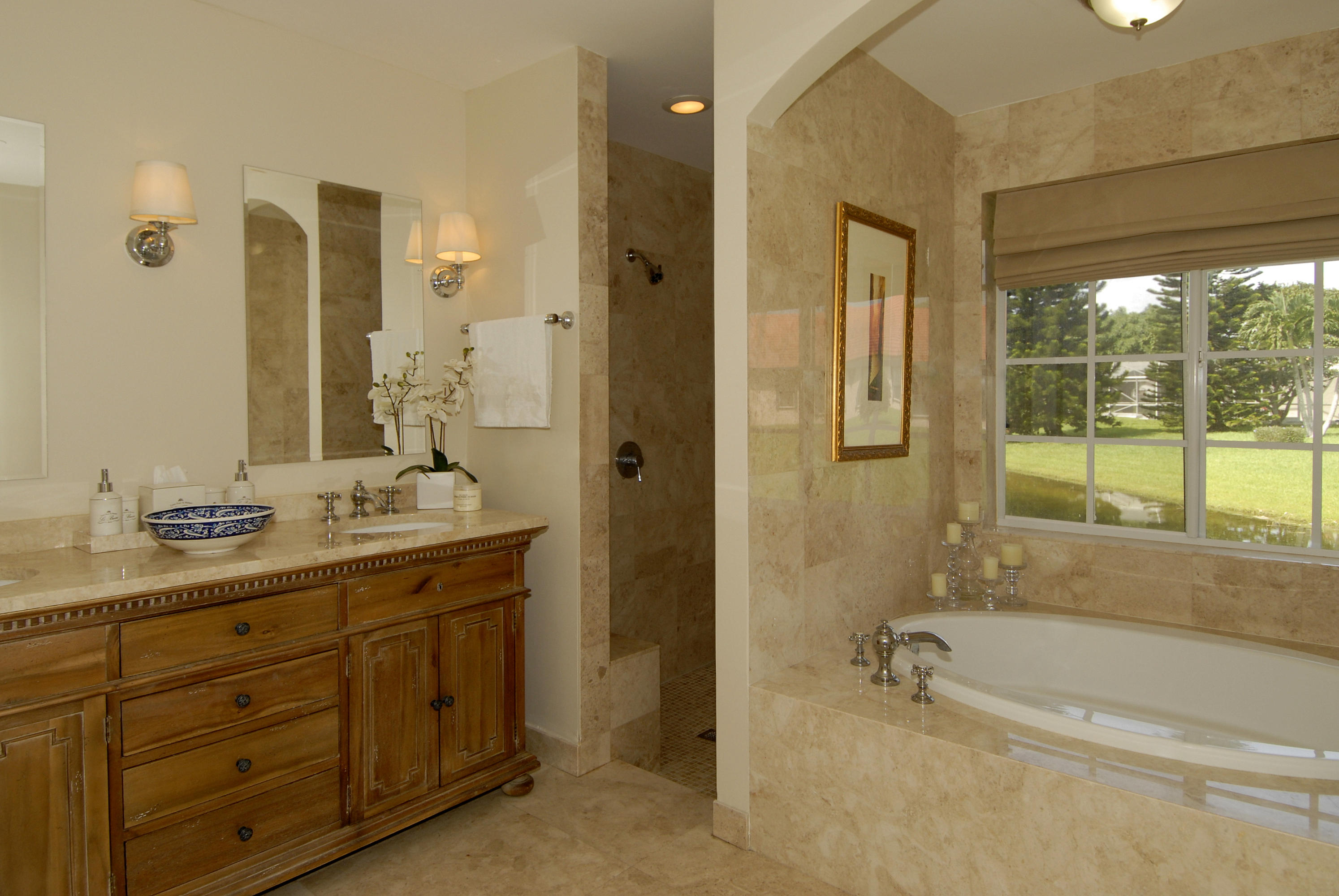 21347 Chinaberry Drive Boca Raton, FL 33428 - Photo 24 of 35 a bathroom with a granite countertop sink a toilet and shower