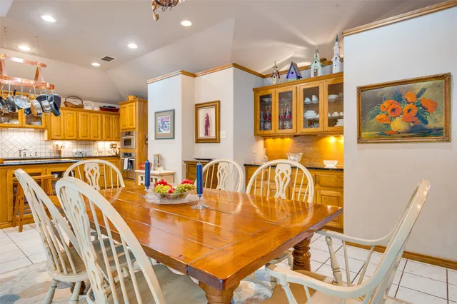 a dinning room with furniture